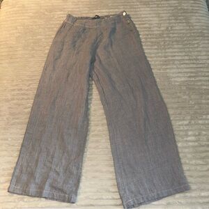 Cut Loose Linen Lagenlook Wide Leg Pants Gray Medium Side Button Minimalist